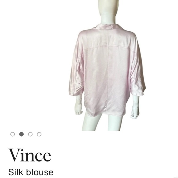 Vince Short Sleeve Satin Silk Pajama Top in Pale Iris Size M $295 - Picture 6 of 6